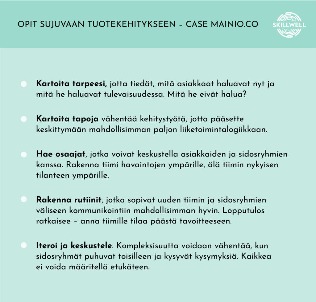 Opit sujuvaan tuotekehitykseen