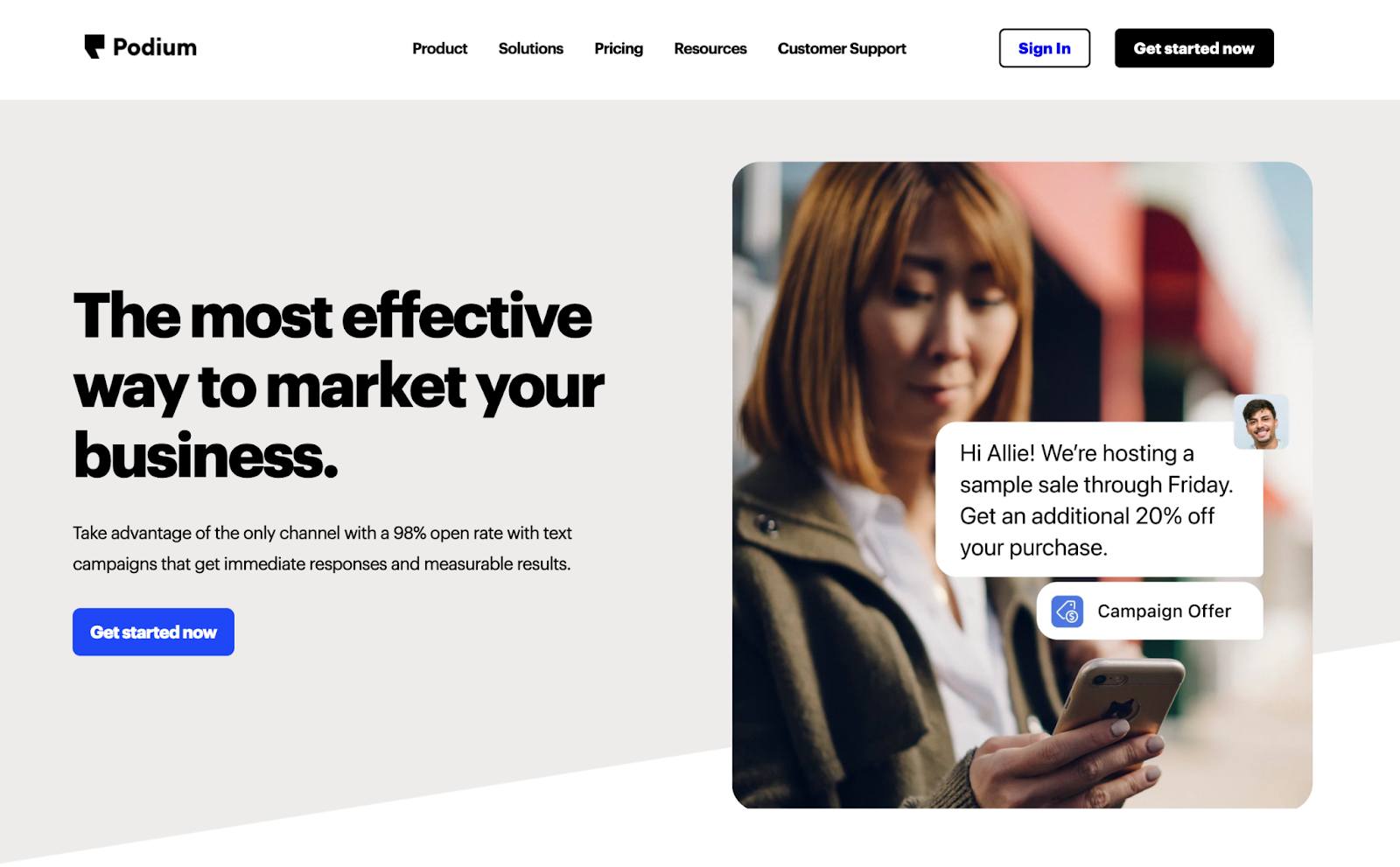 Podium campaign platform landing page
