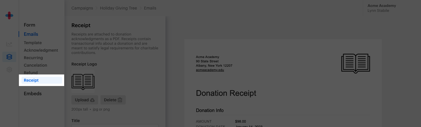 Donation Receipt - GiveForms