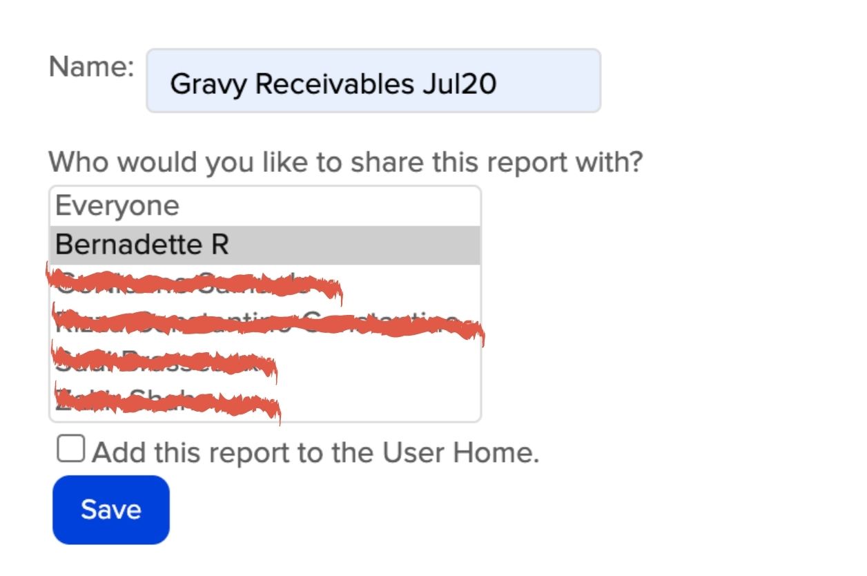 Receivables report save Infusionsoft