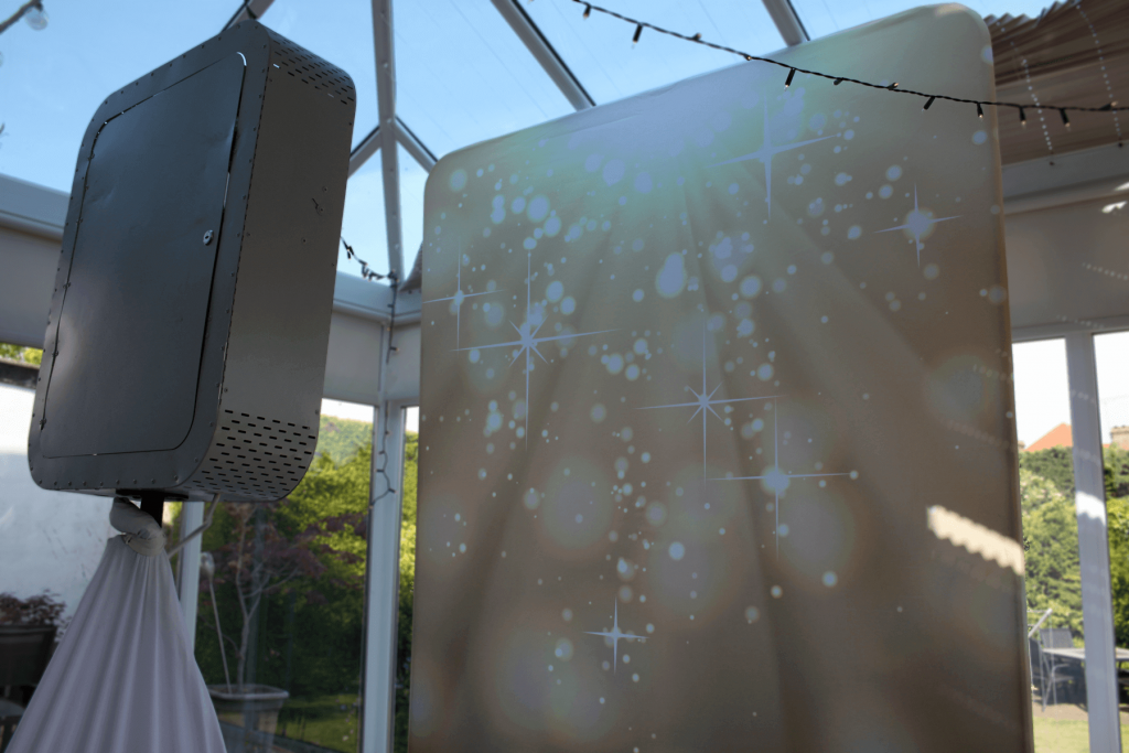 Our Open Style Booth has multiple backdrops to choose from, perfect for the small venues or those who like the large group photos. Provided with loads of props guests operate the booth the same as our enclosed options. Guests can even draw on our mermaid sequin backdrops, perfect for the Stylish event or Wedding!