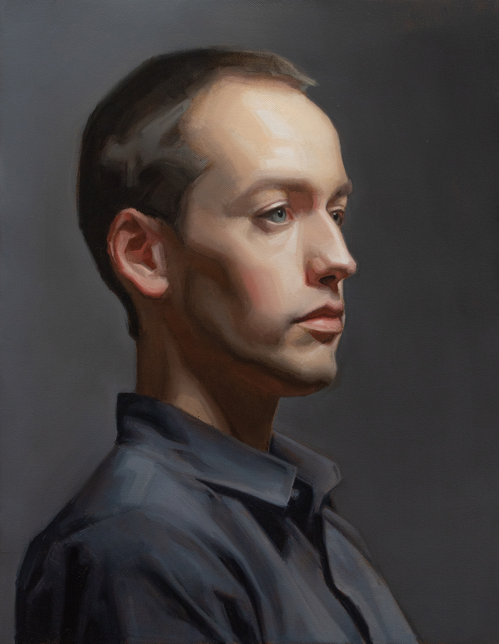 In class student portrait painting.