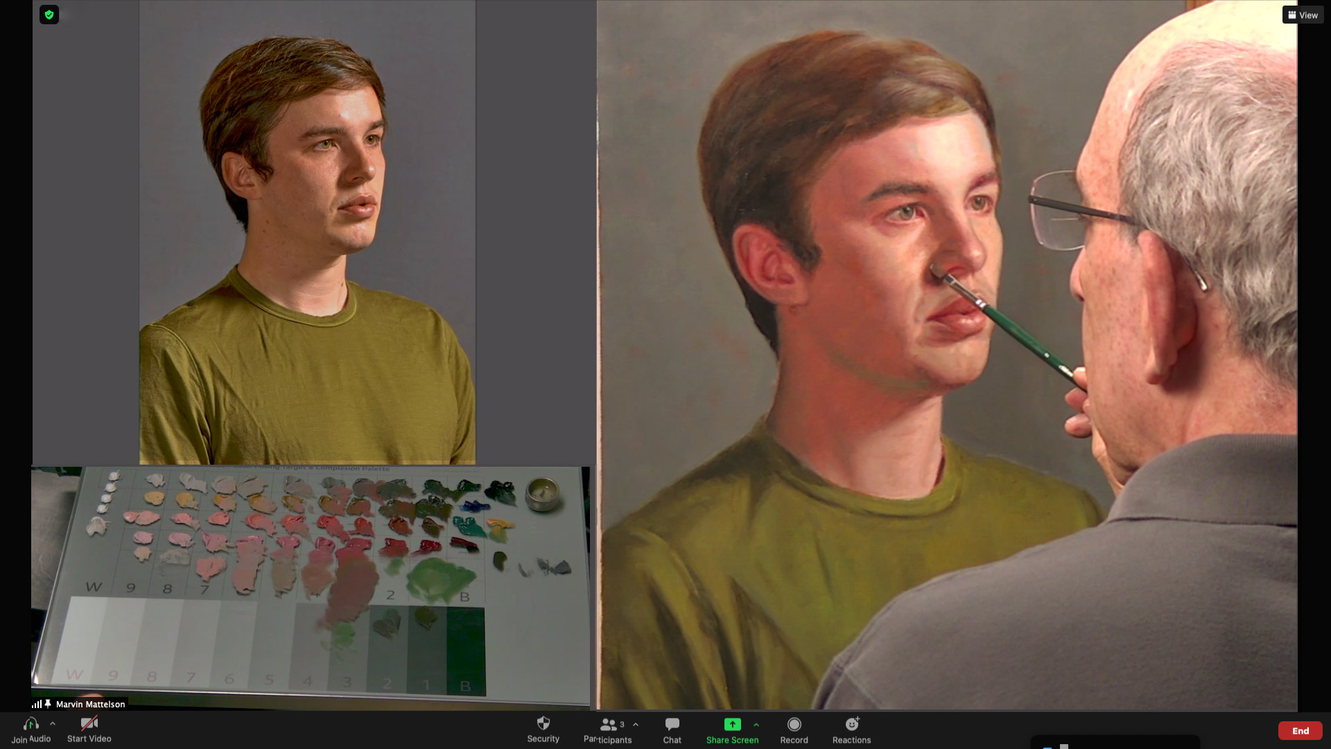 Marvin demoing, reference photo and palette screen views