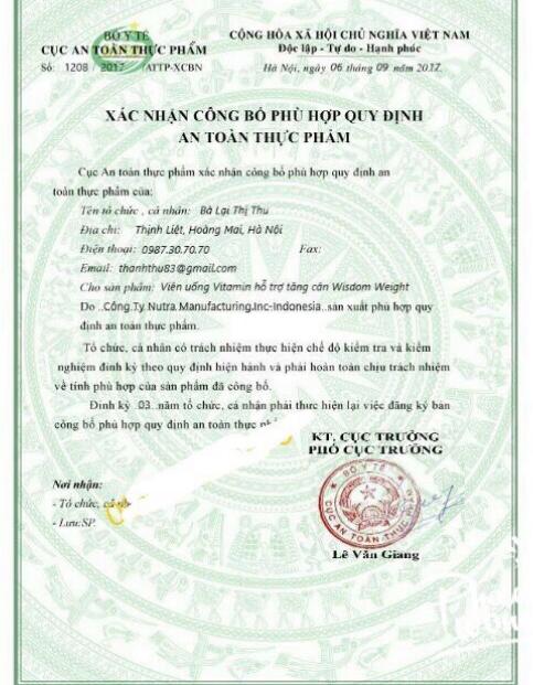 Giấy kiểm định sản phẩm an toàn