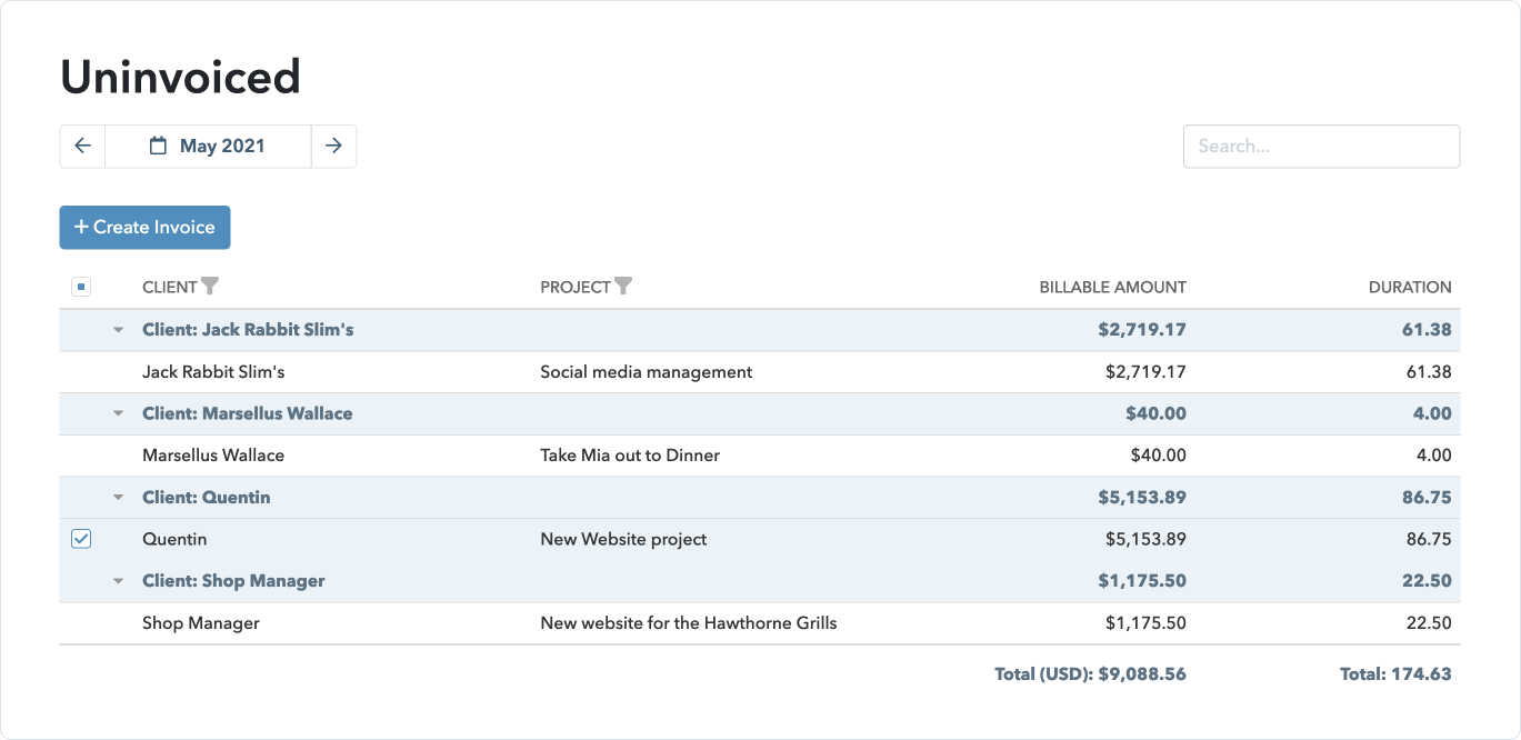 Project billing | My Hours