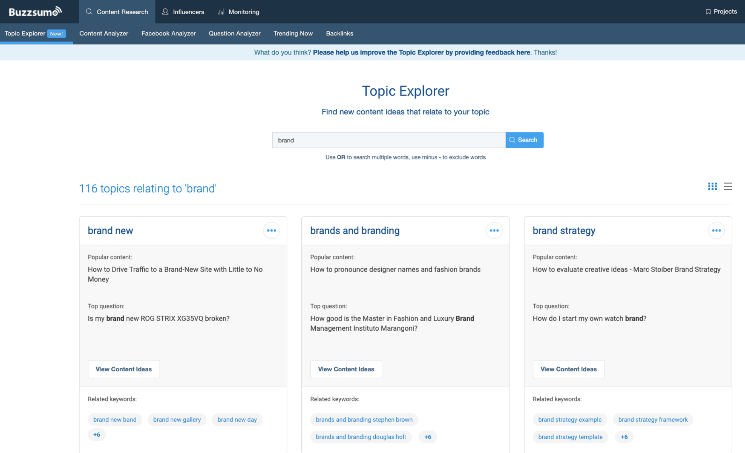 Screenshot from Buzzsumo