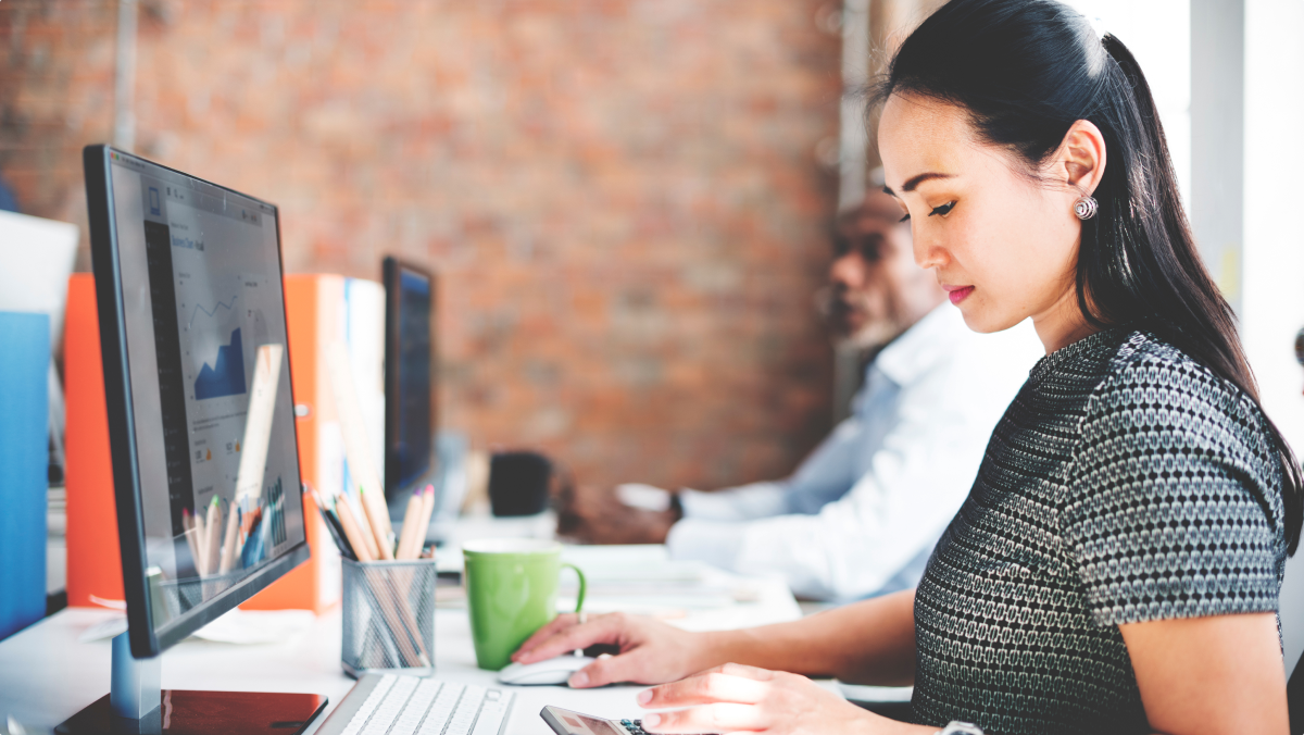 Lady working at a computer image