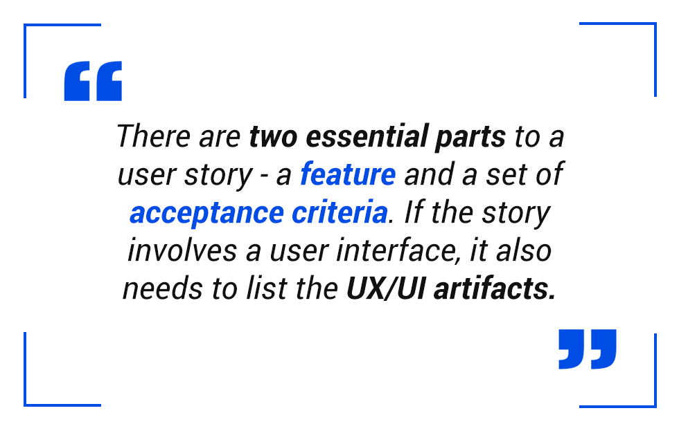 pull quote: two essential parts to a user story