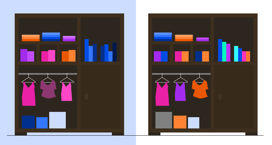 graphic illustration of 2 closets