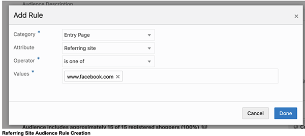 Audience building through referring site