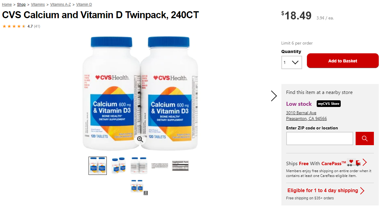 Virtual bundles screenshot of Vitamins