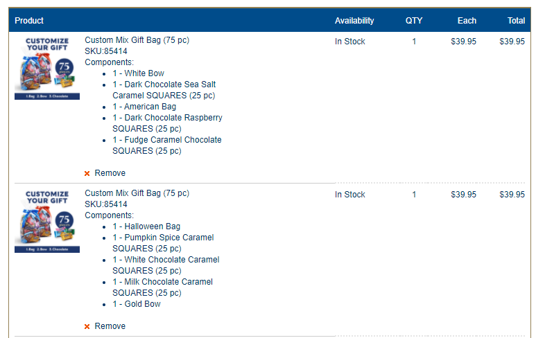 eCommerce catalog models - configurable bundles screenshot