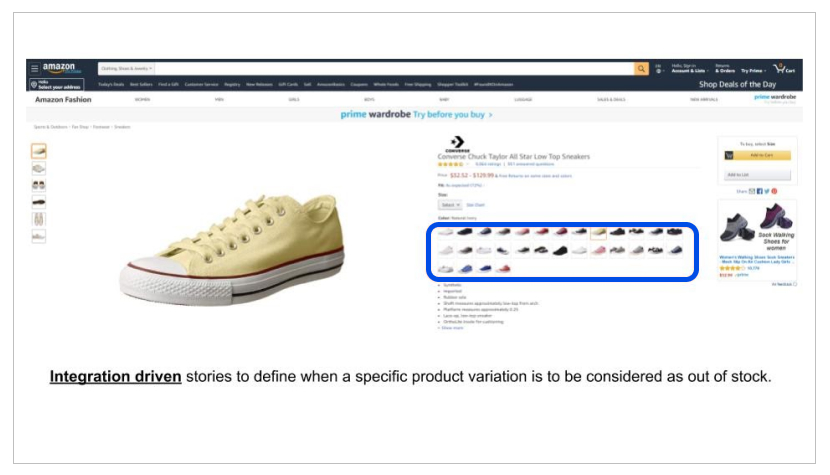 screenshot of shoes product page