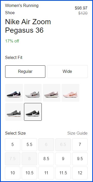 Nike air zoom shoes - product page