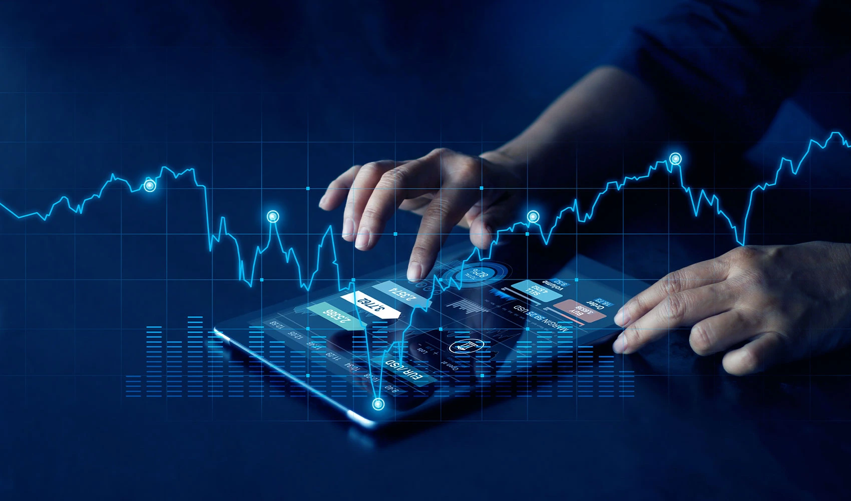 Businessman using tablet online