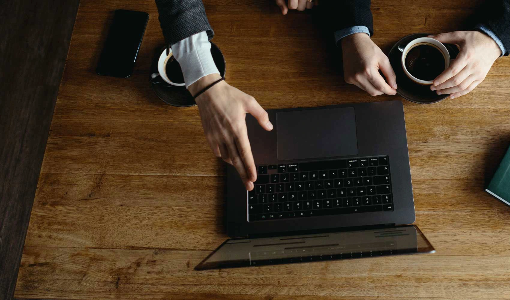 Aerial view of using a laptop