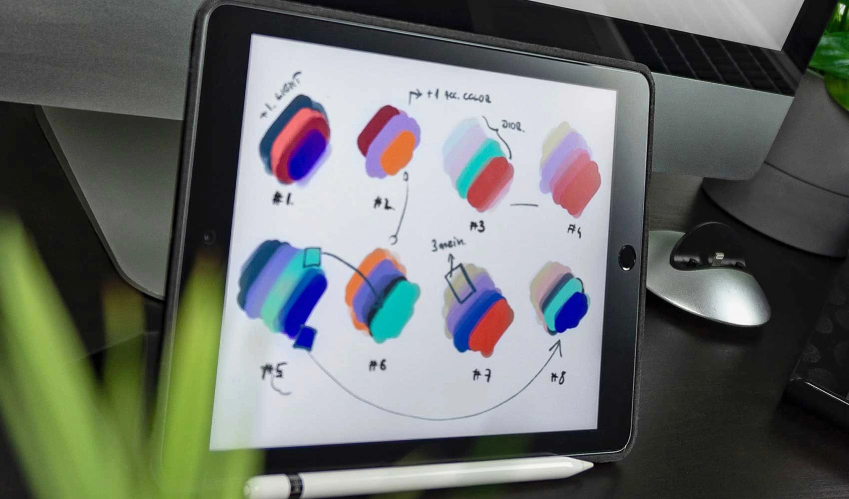 iPad screen showing different color palettes
