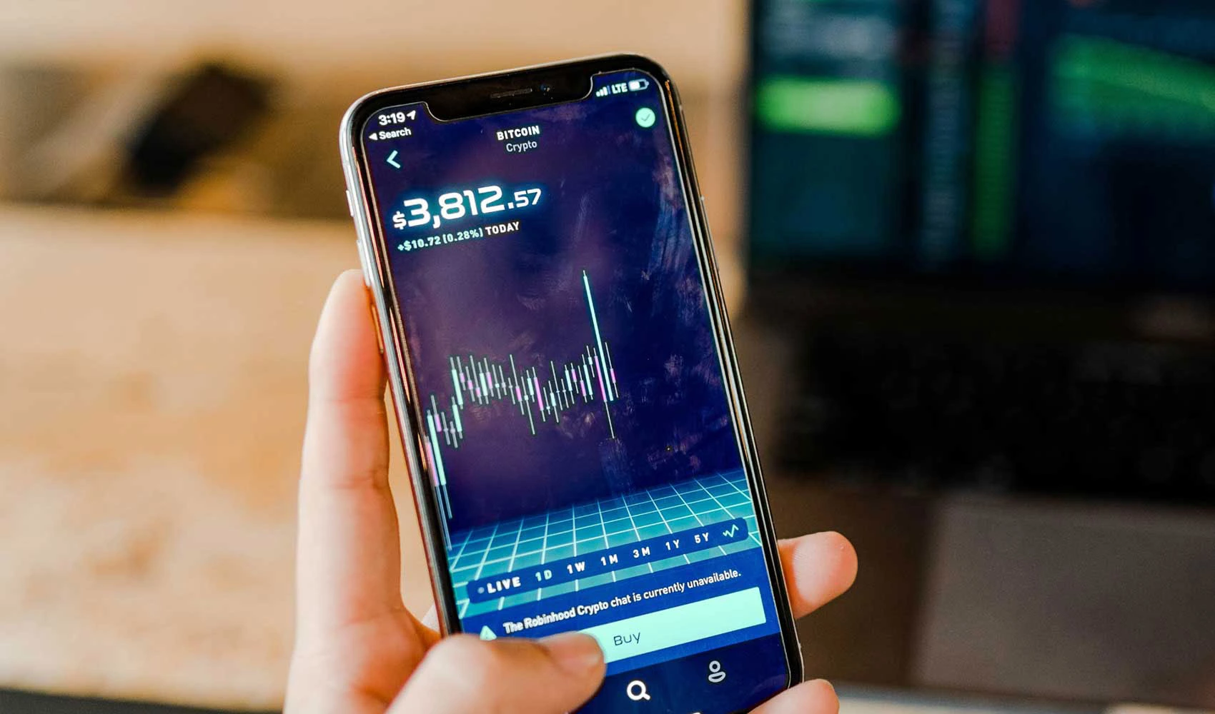 Mobile phone screen showing graph report