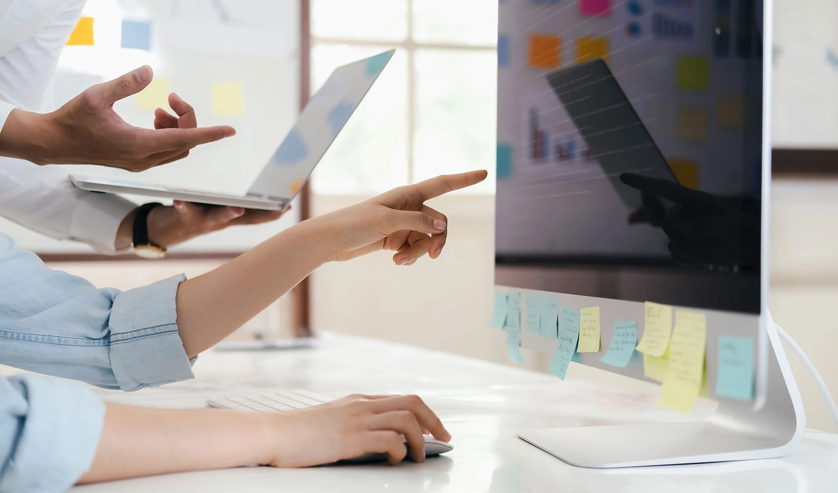 Software developer team working new computer software project