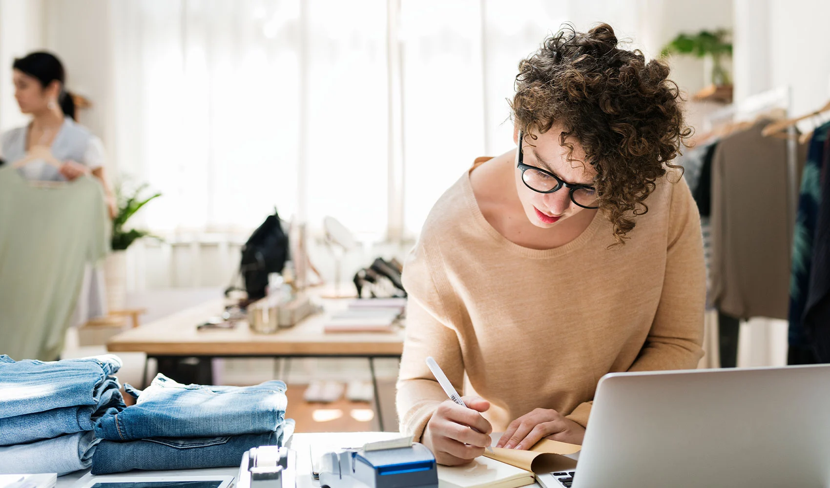 Business woman writing