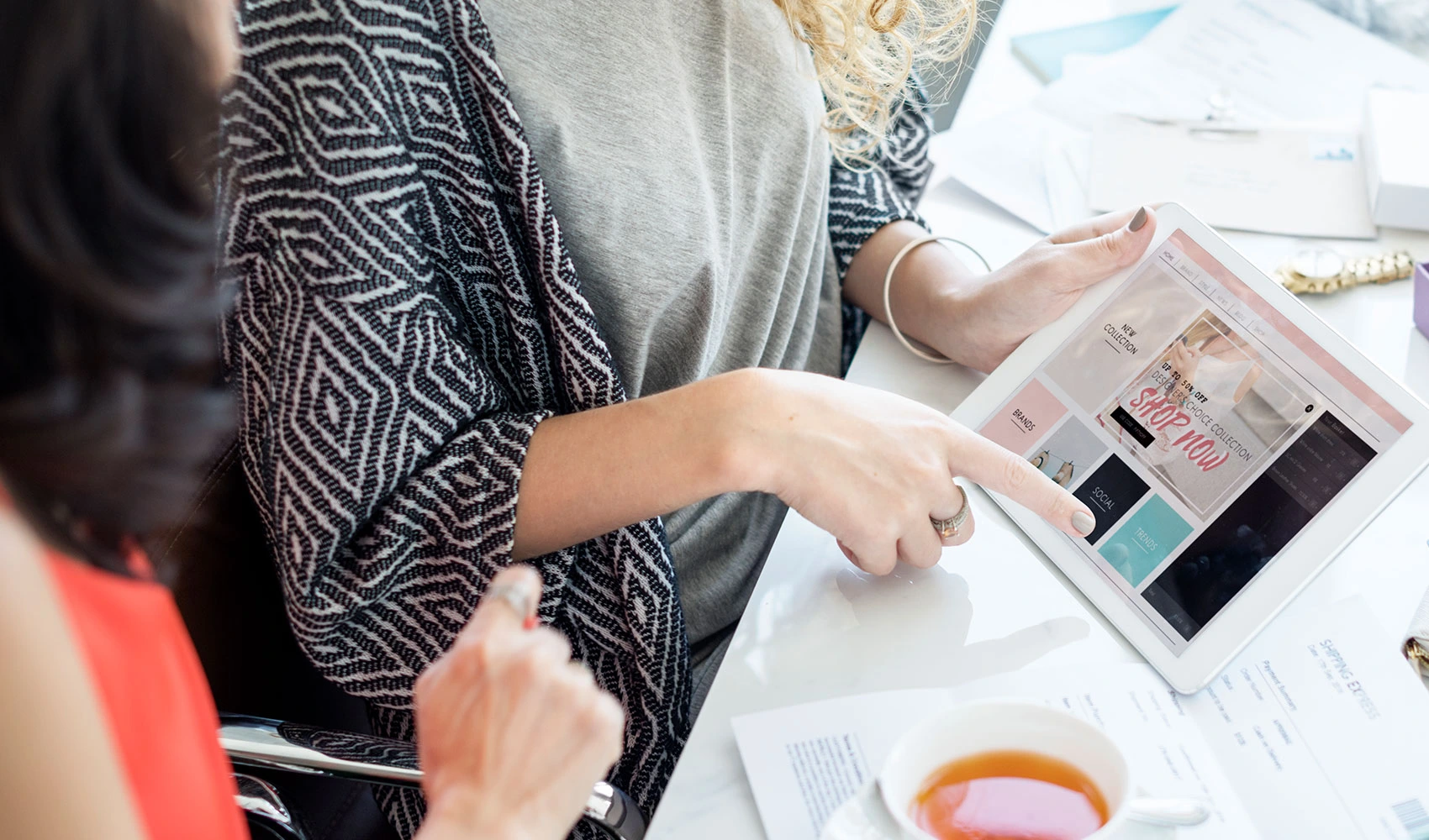 Woman using digital tablet online shopping