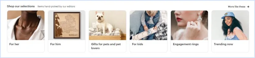 Shop page selections