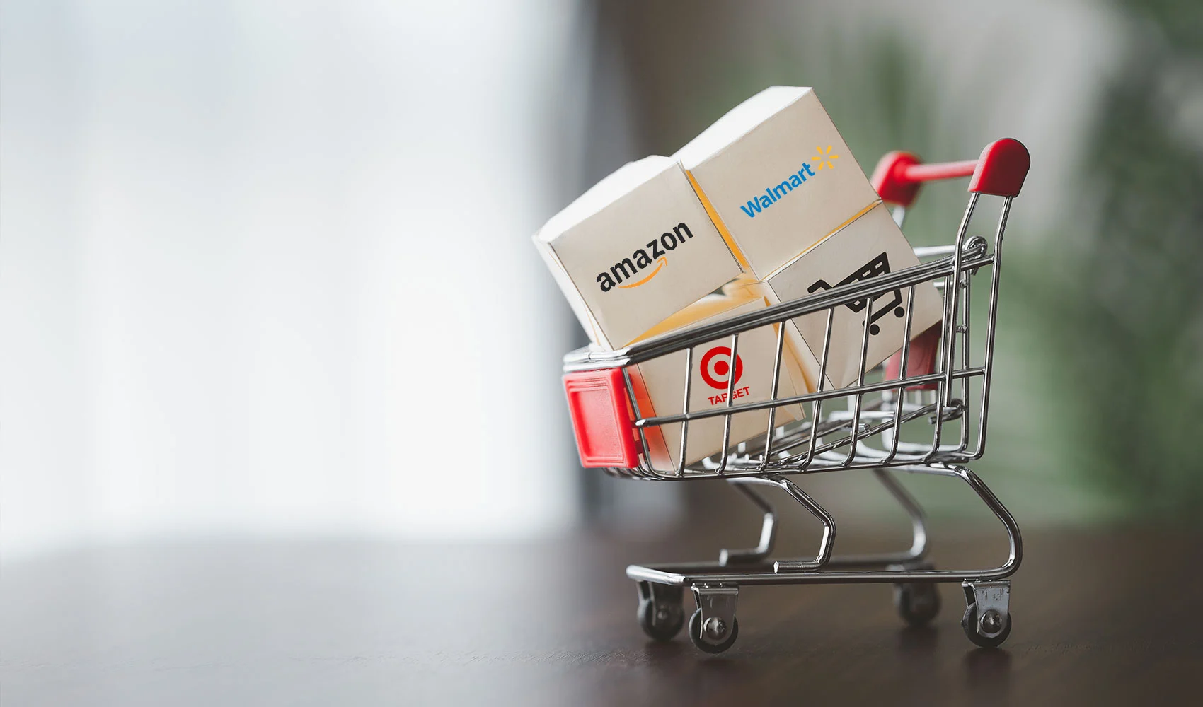 Cart with Amazon Walmart Target and cart icon