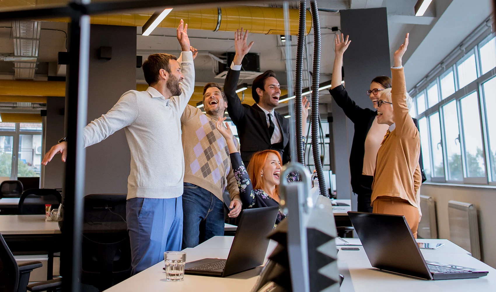 Happy employees at the office
