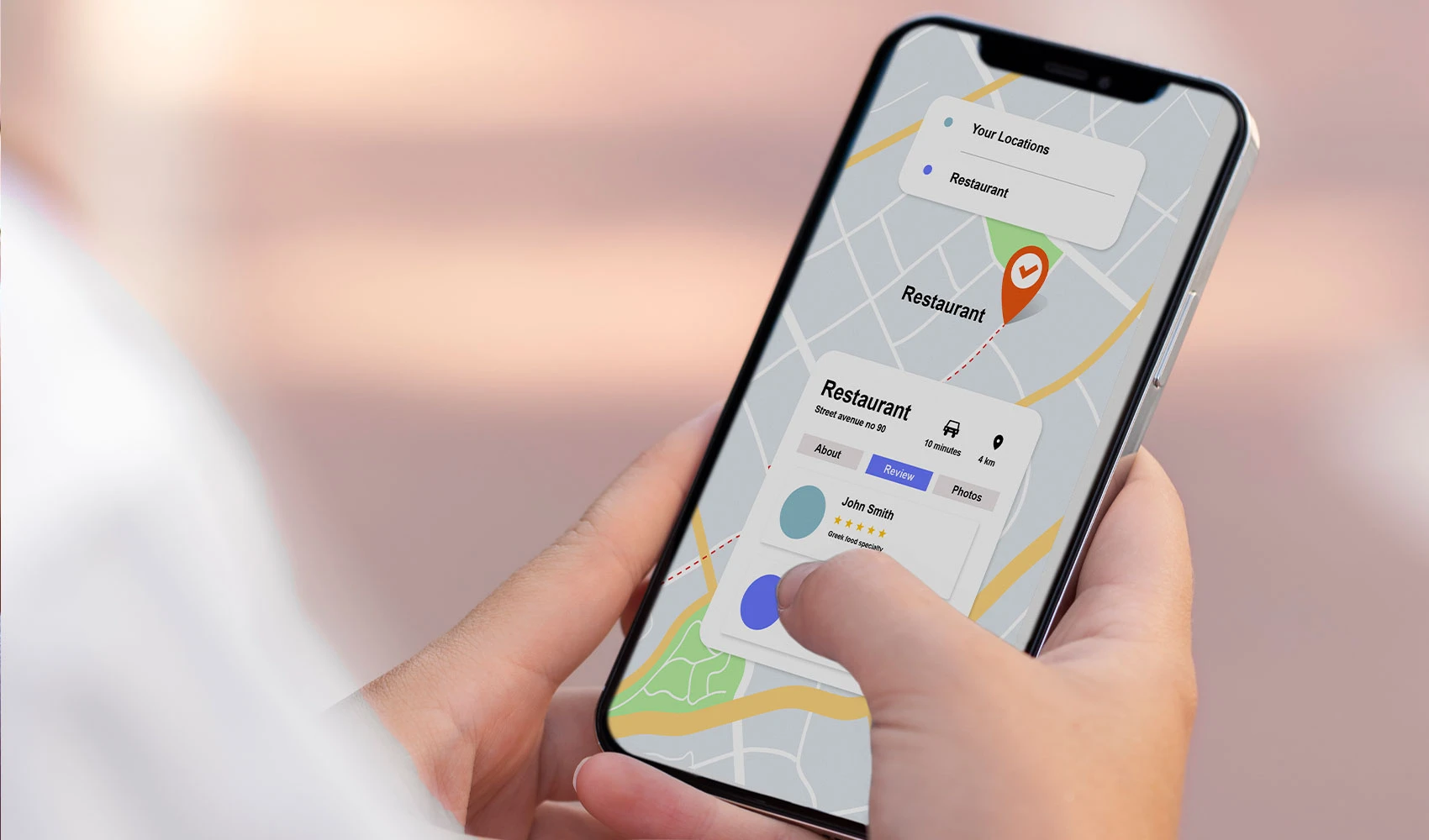 Close up hands using Google maps app