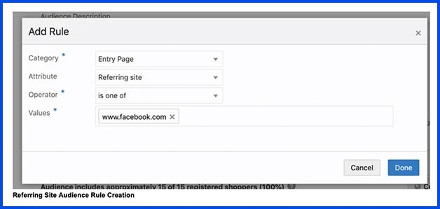 Audience building through referring site
