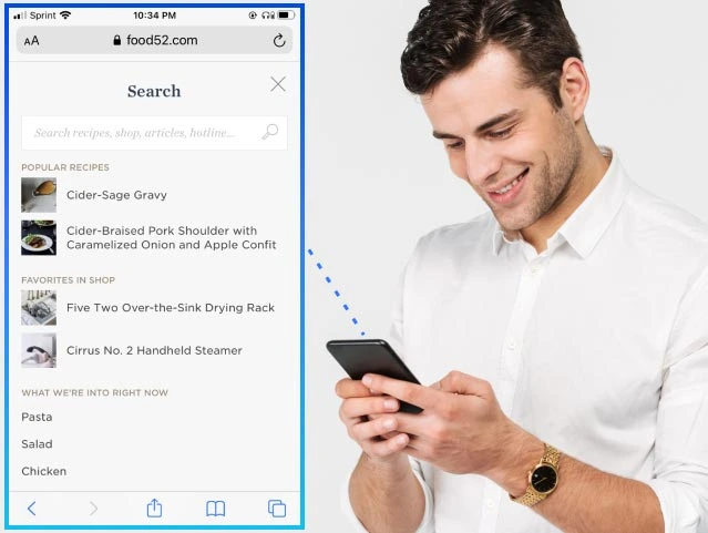 Man searching a product on the website