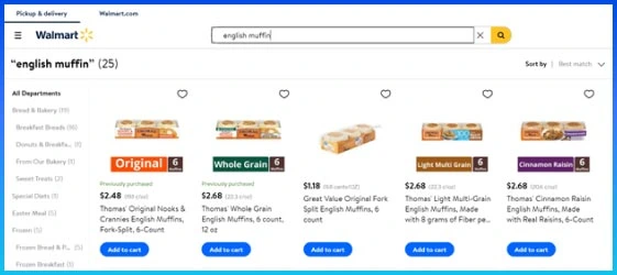 Searching product on Walmart website