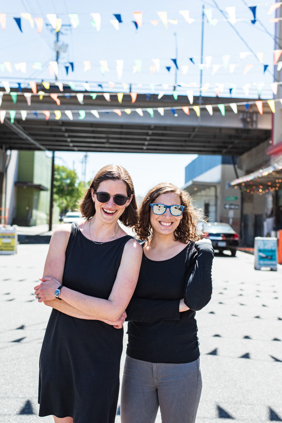 outdoor portrait of two entrepreneurs
