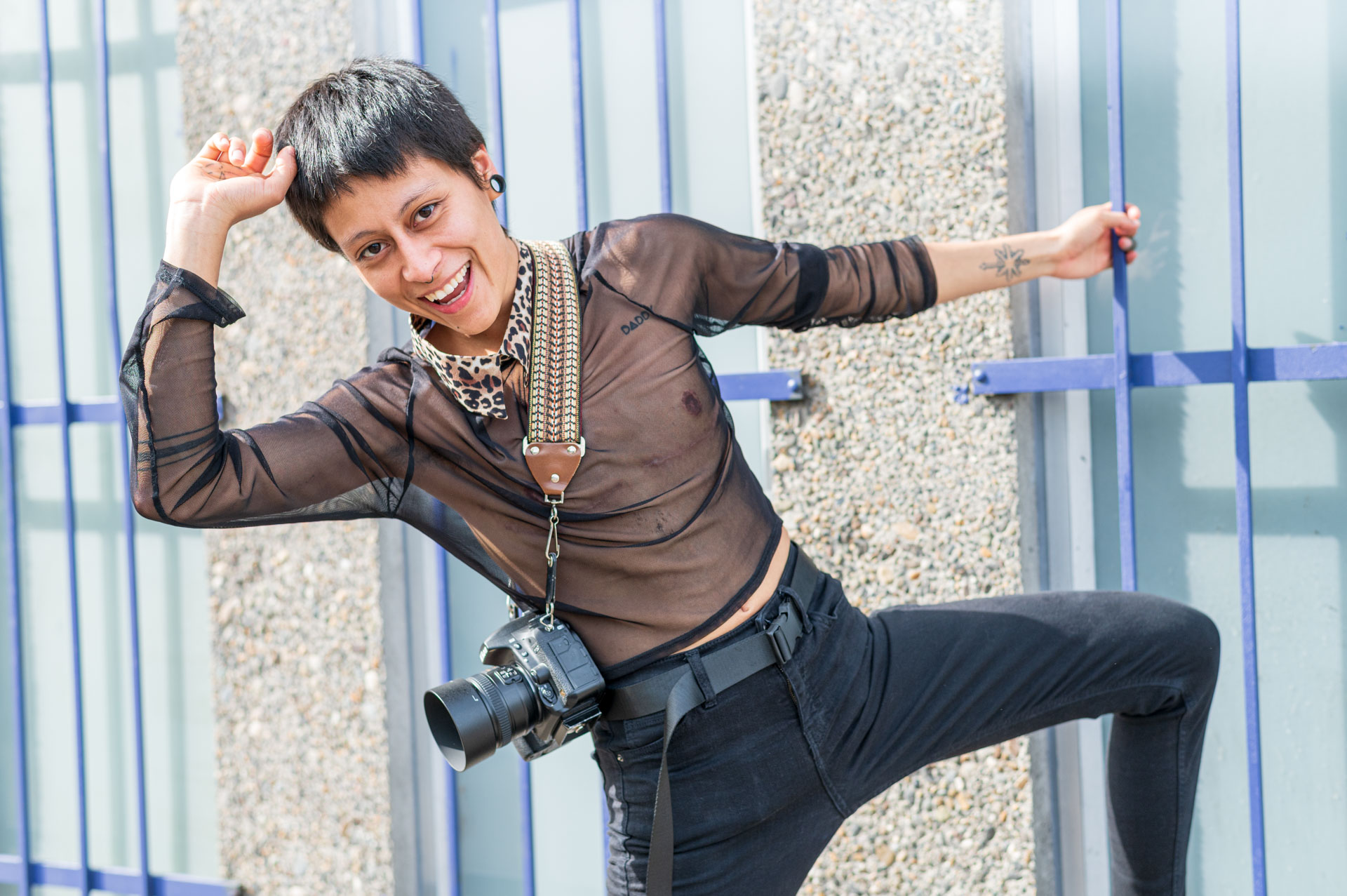 outdoor street portrait of a talented model and performer
