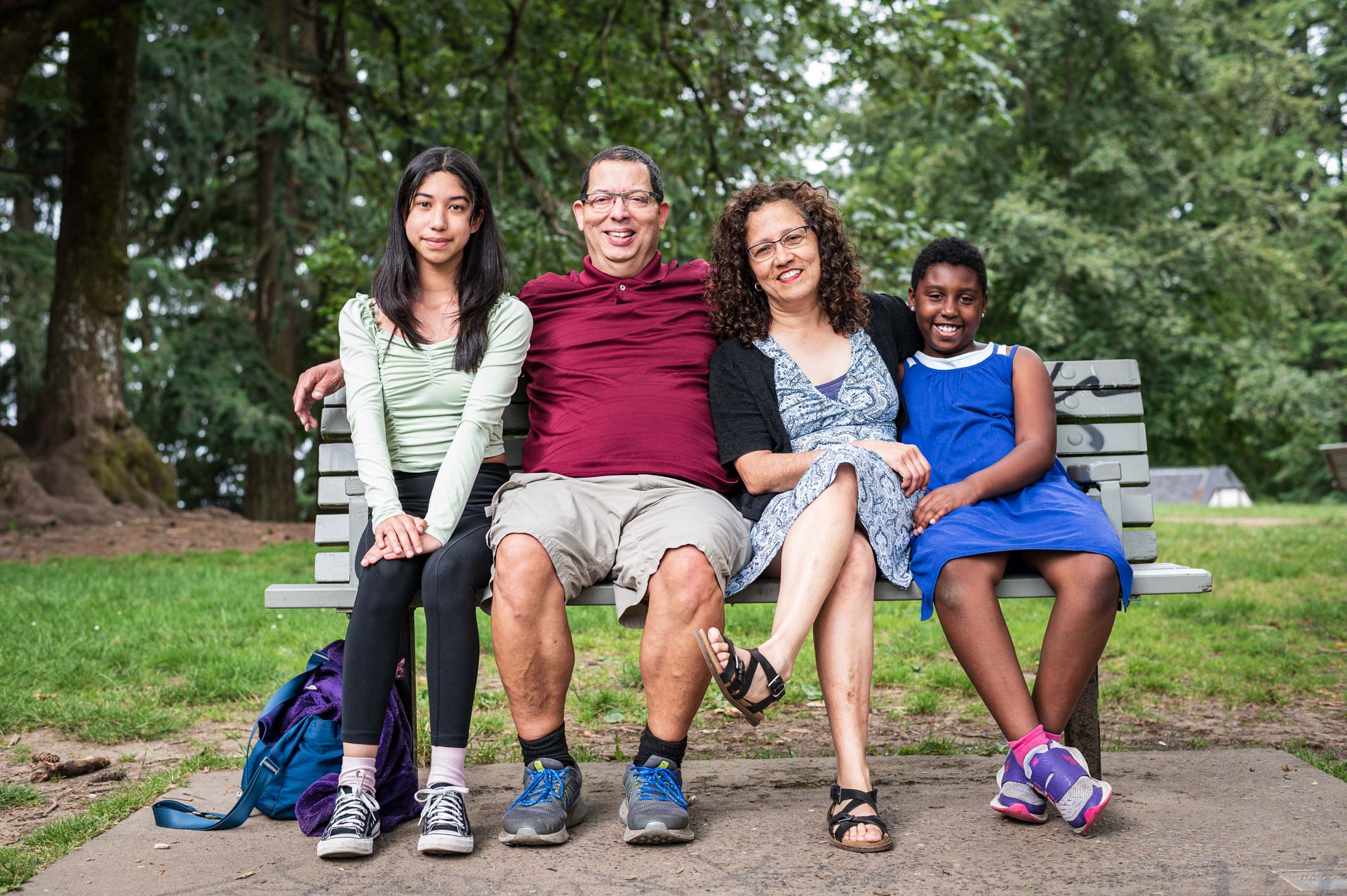 family portrait outdoors on location at Mt Tabor Park in SE Portland, Oregon