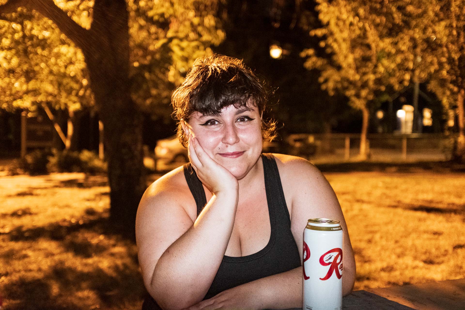 candid portrait outdoors during the summer
