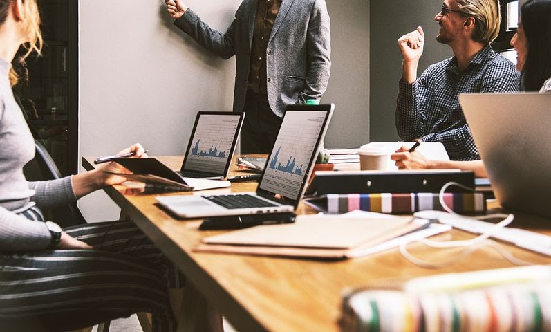 a team collaborates on new ideas