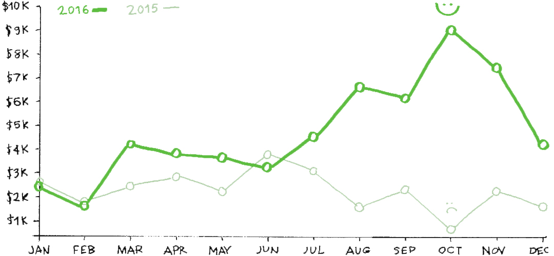 2016 Monthly Revenue Graph