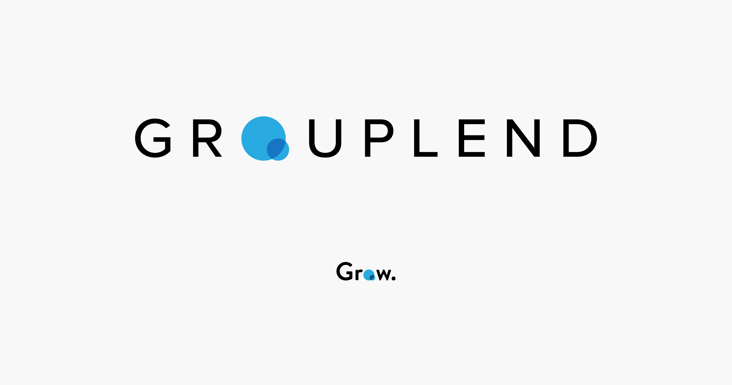 Grouplend logo centered on a light grey background with its descendent Grow financial logo below it — by Yagnyuk.