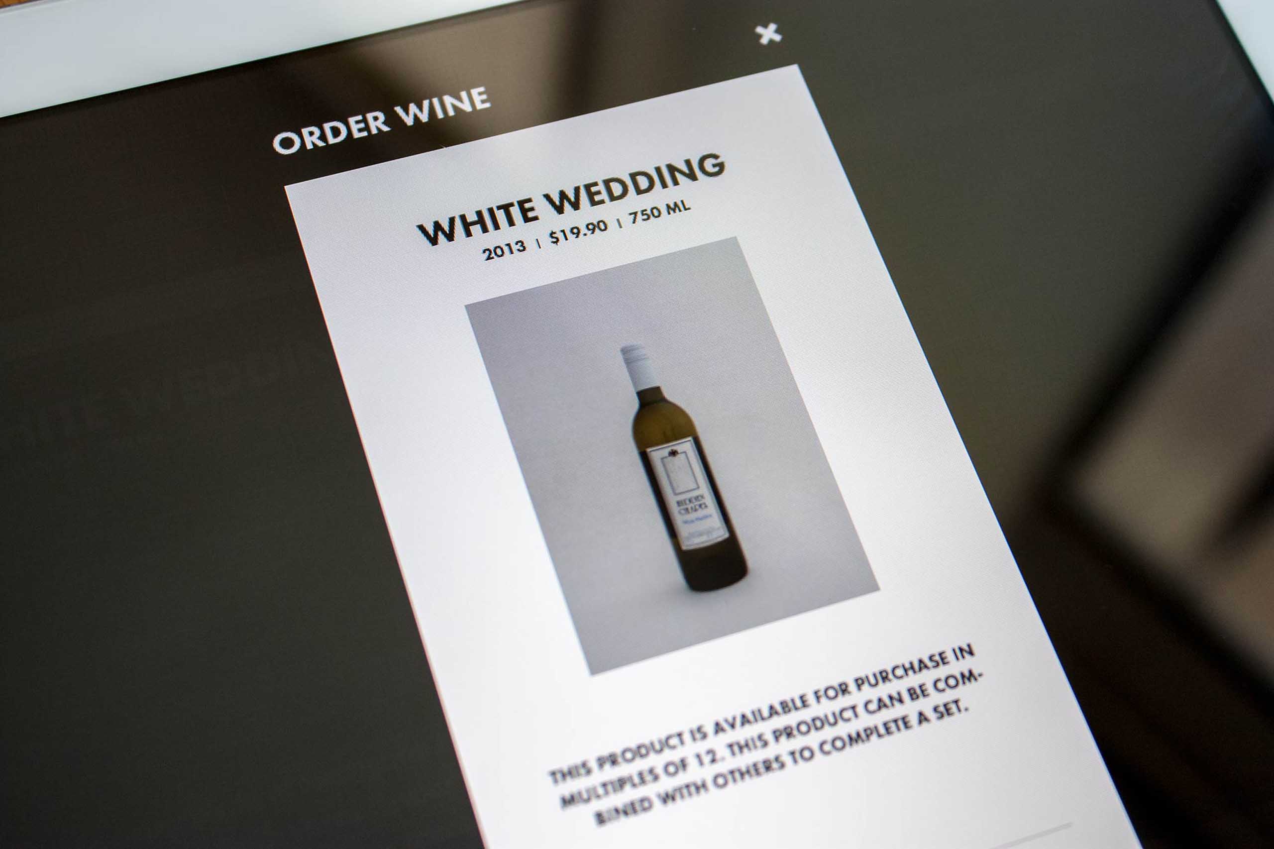 Add to cart modal for White Wedding wine by Hidden Chapel — by Yagnyuk.