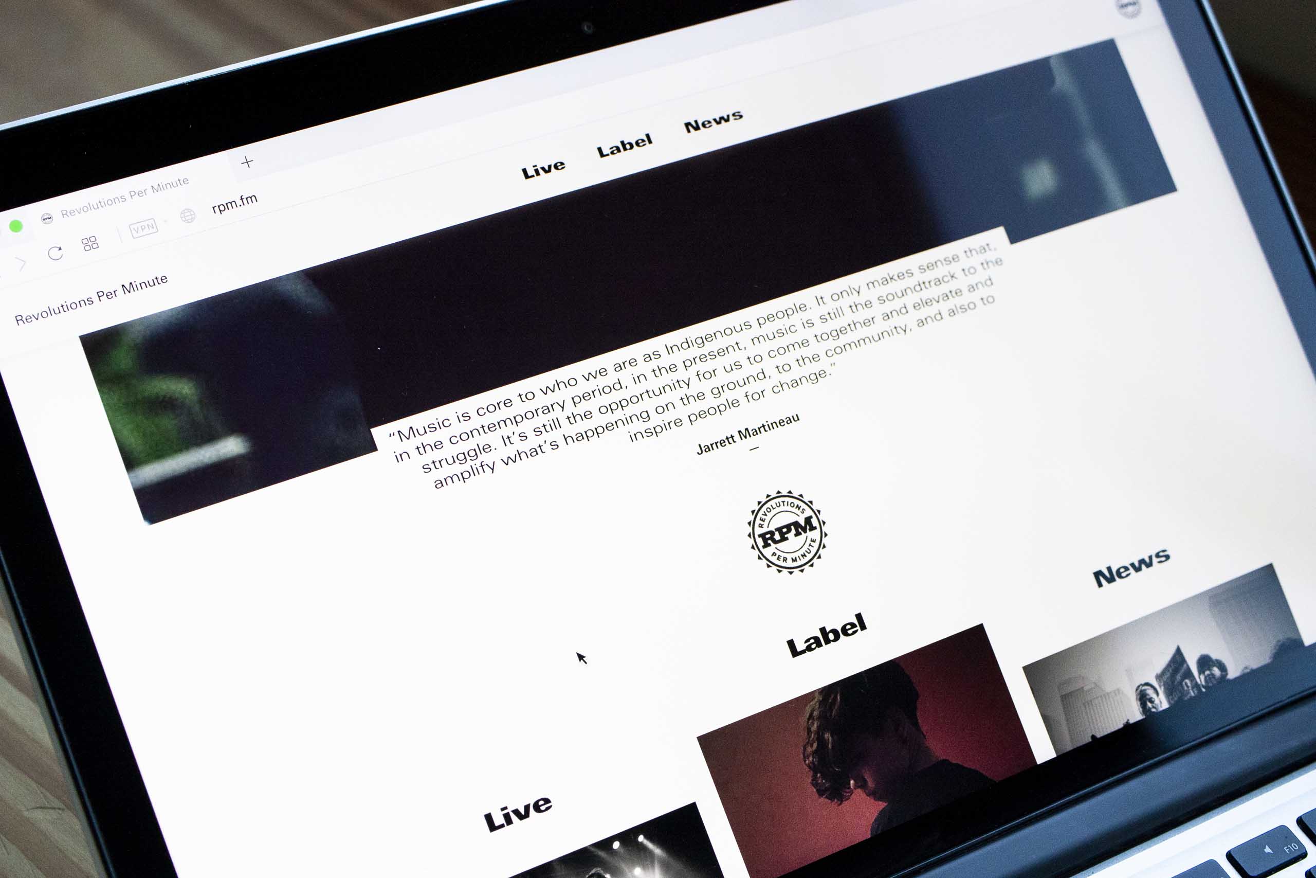 Close up of RPM home page focused on write up by Jarett Martineau — by Yagnyuk.