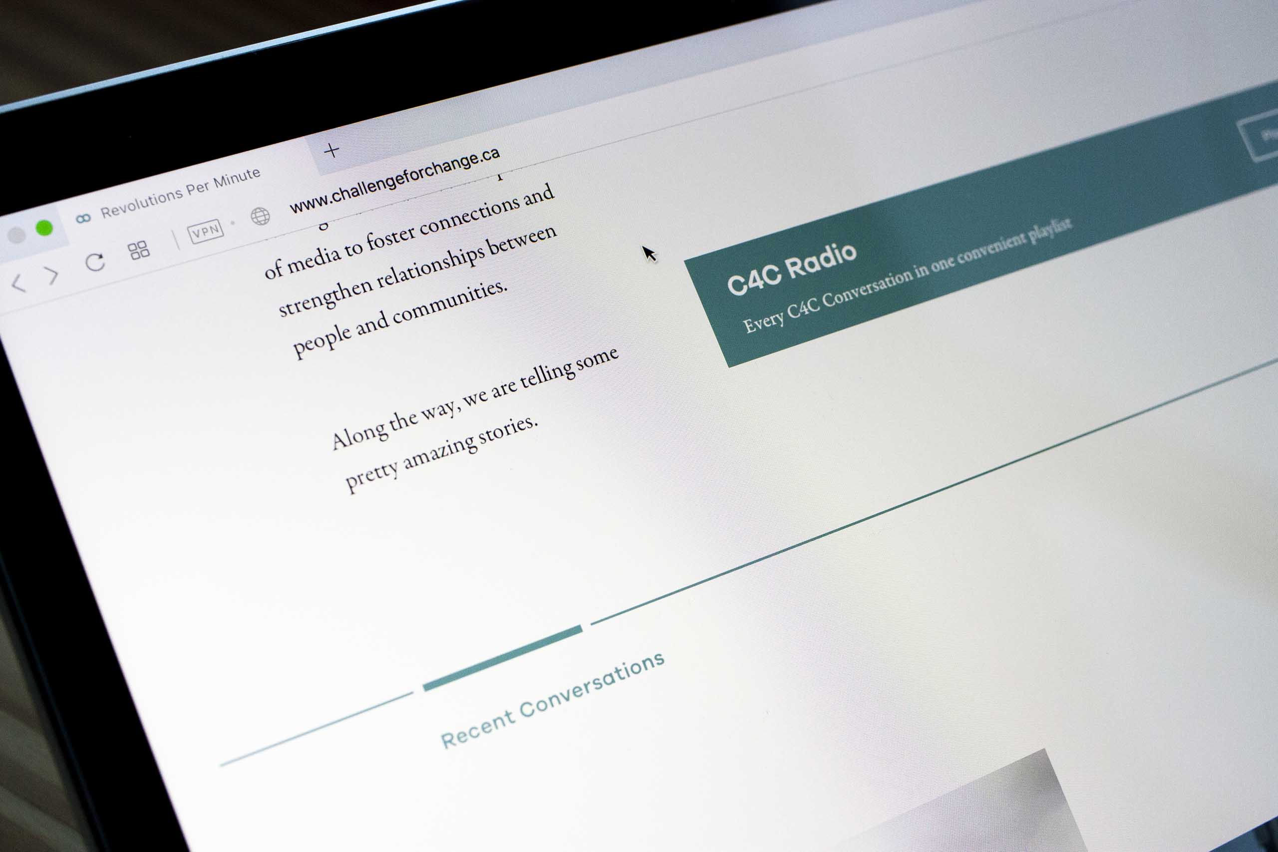 Photo of interface details focused on C4C Radio call to action — by Yagnyuk.
