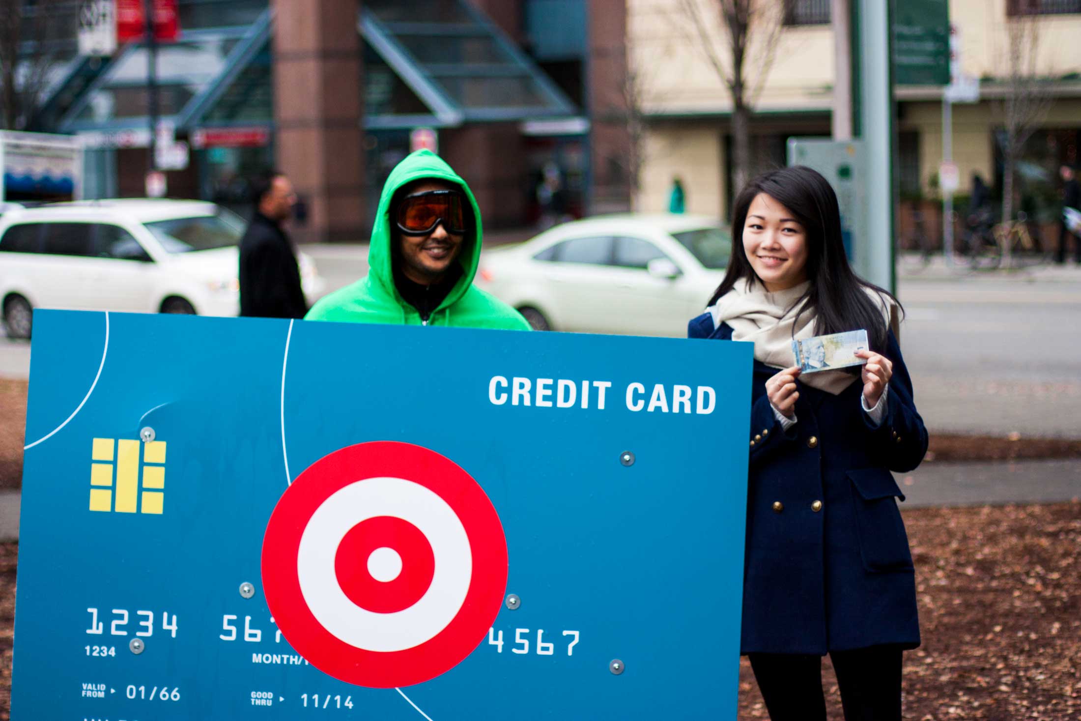 Credit Card Mascot with a successful winner of five dollars — by Yagnyuk.