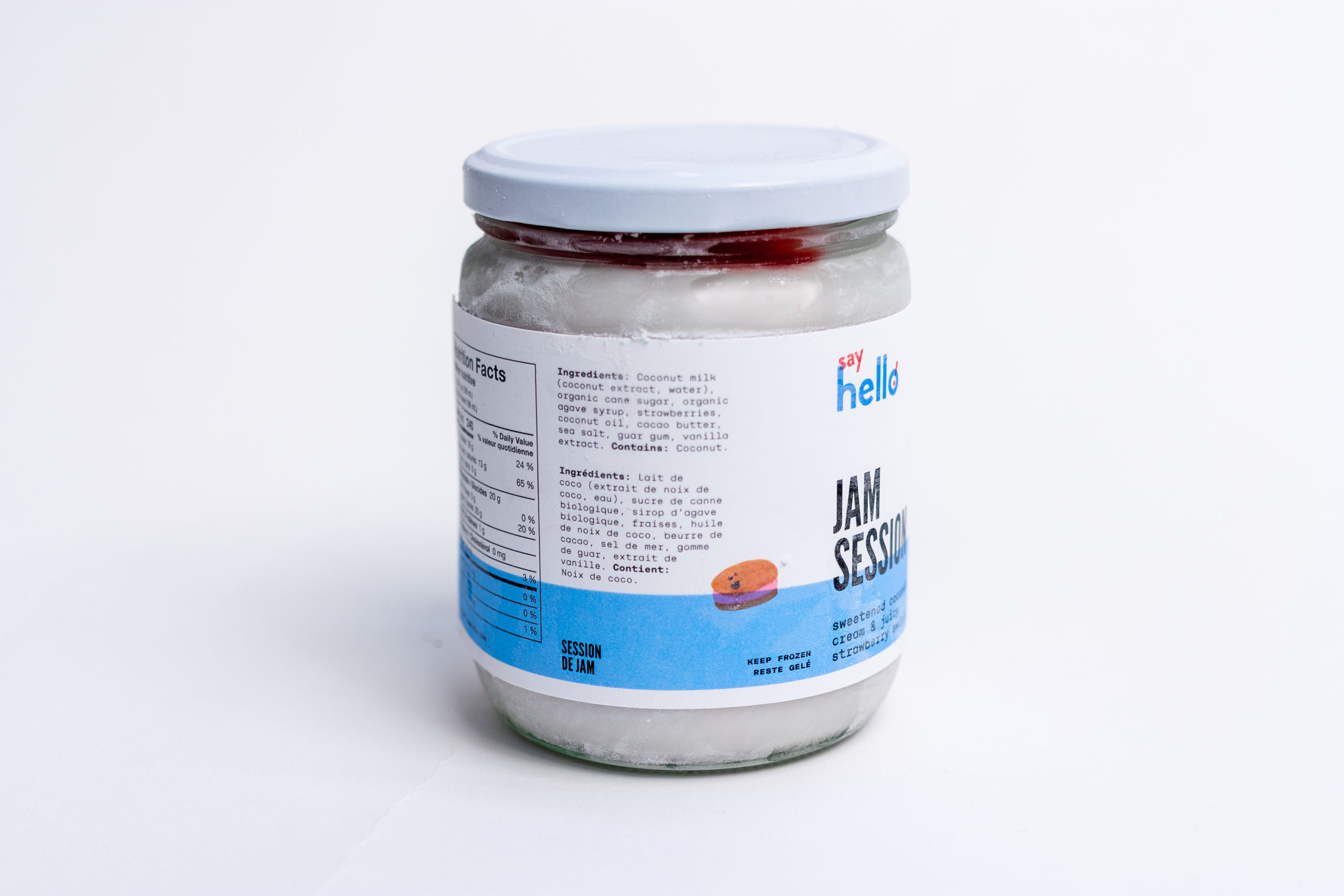 Close up of the label ingredient list in English and French - by Yagnyuk.