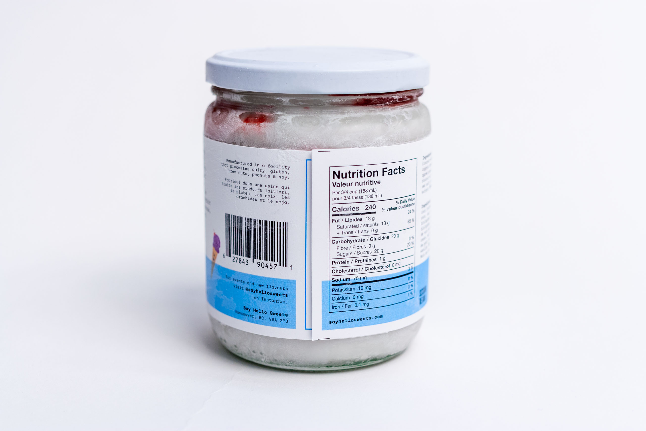 Close up of barcode area and nutritional label