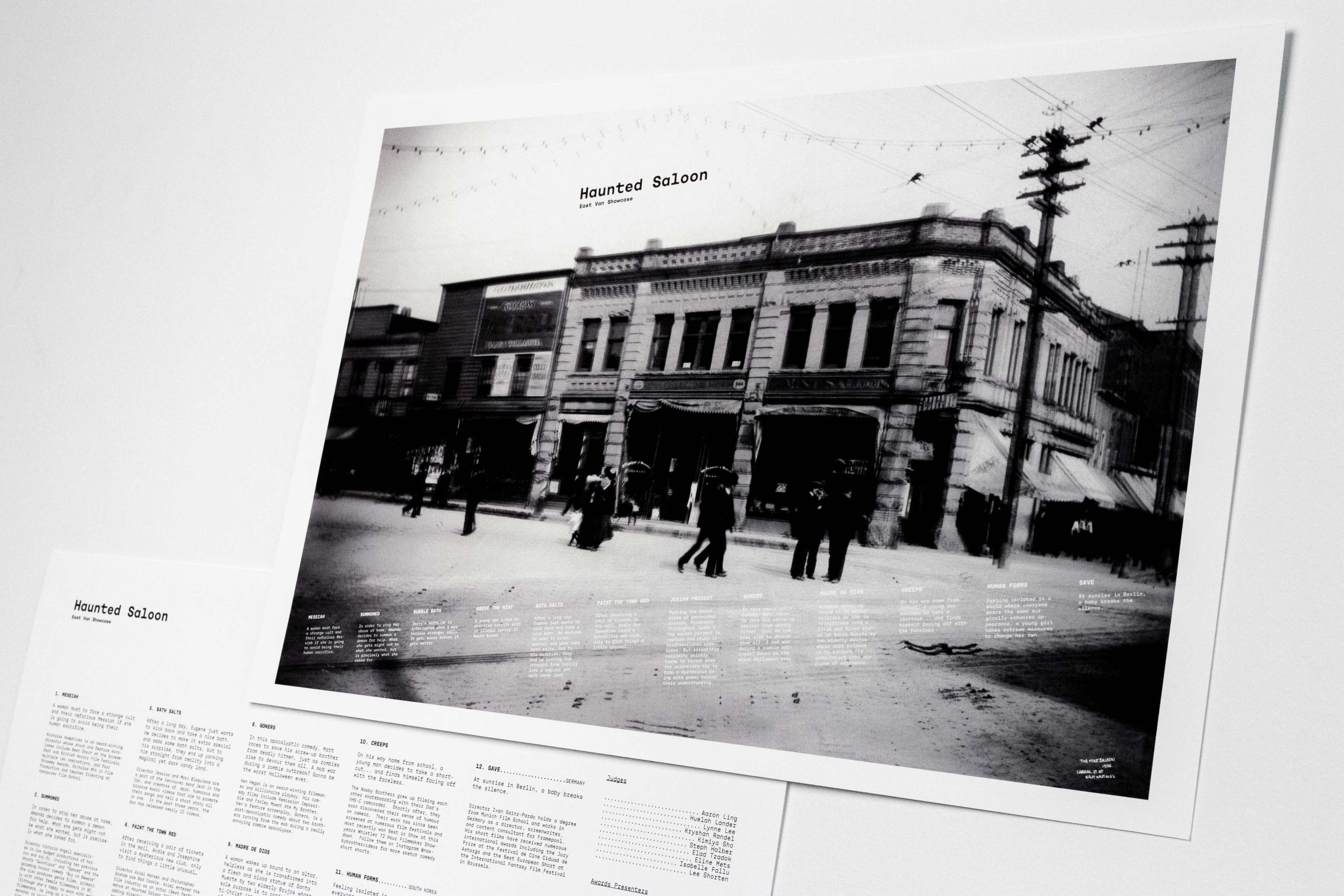 Haunted Saloon poster with distorted image of Mint Saloon in Vancouver in the early part of 20th century — by Yagnyuk.