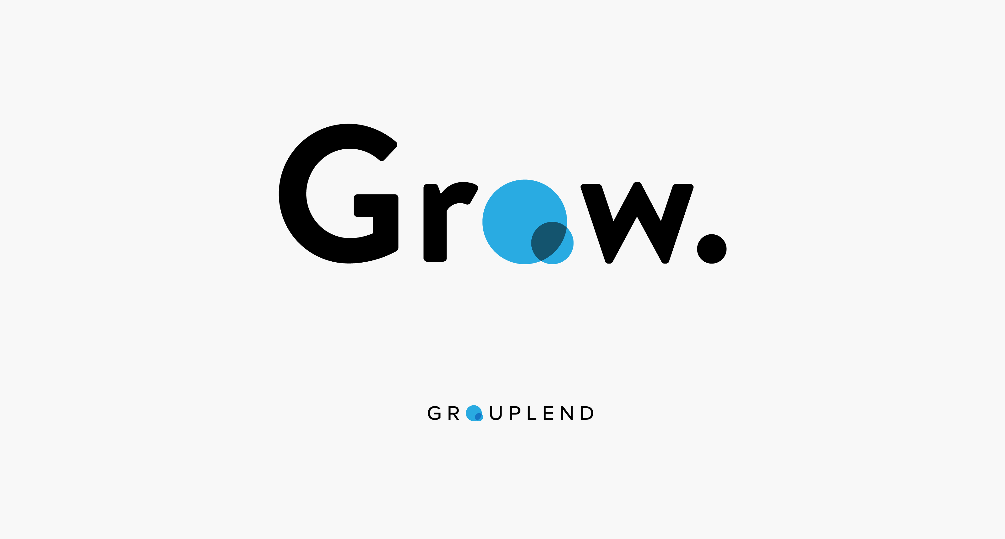 Grow Technologies new wordmark above Grouplend wordmark, both sharing the same "venn diagram" logo in place of their respective "o" letters — by Dima Yagnyuk.