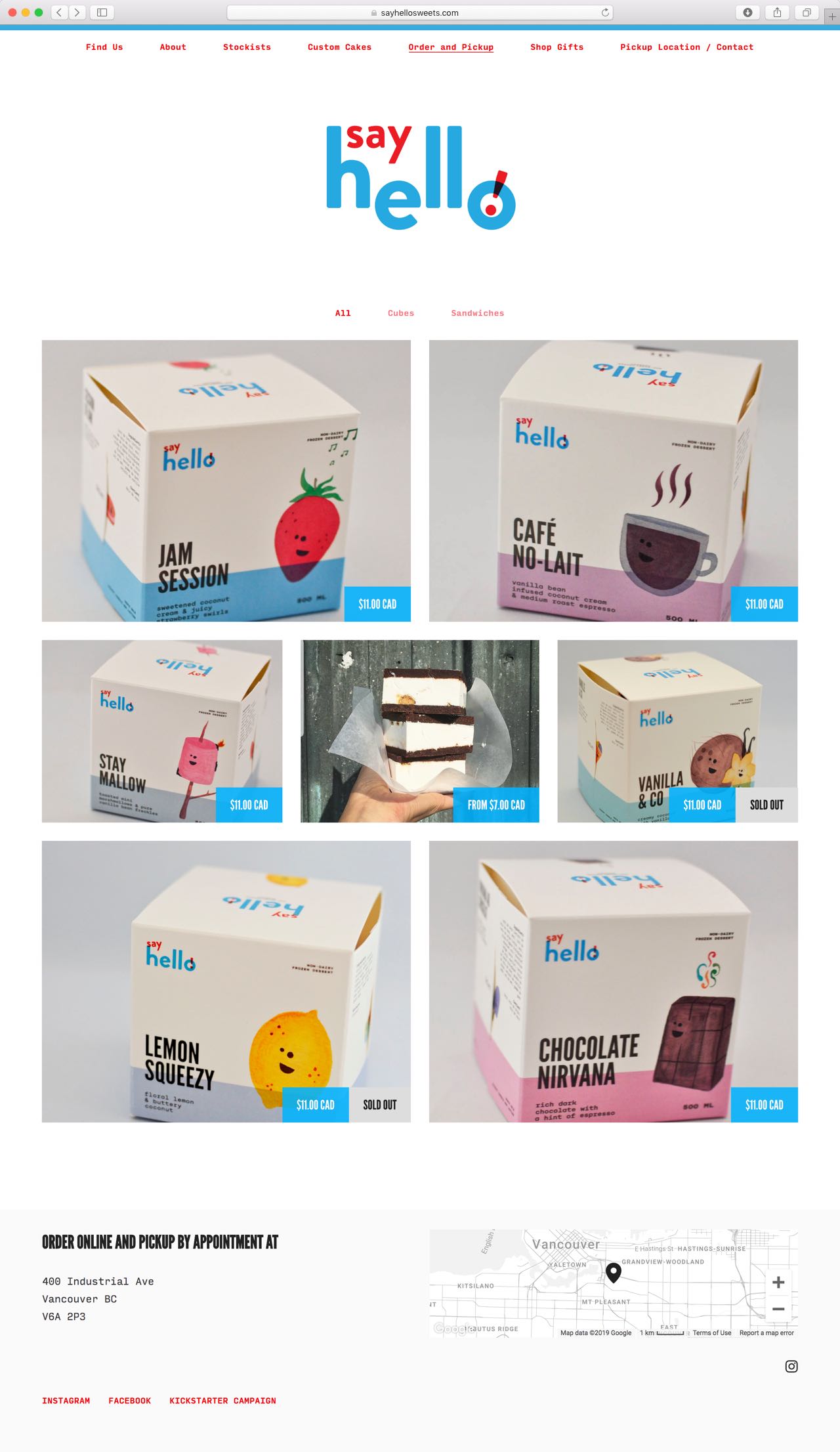 Say Hello E-Commerce Website Layout featuring vibrant ice cream cube illustrations — by Yagnyuk.
