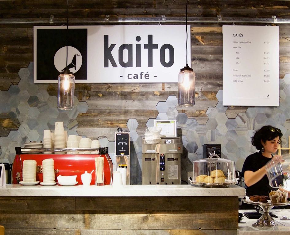 Kaito Coffee Cafe Sign with prominent brandmark.