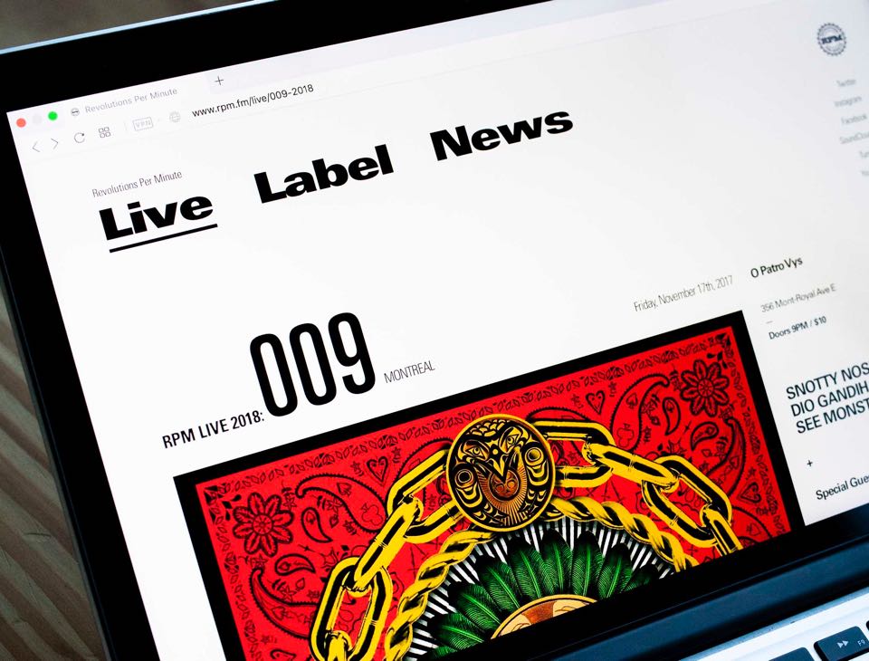 RPM Live Page starts with prominent event poster design — Yagnyuk.